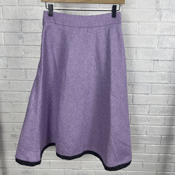 Oyrosy Dresses & Skirts - Oyrosy Purple Heather Knit Midi Skirt Womens S A-Line Wavy Hem